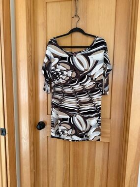 Women’s Printed Tunic Top in Brown and Cream